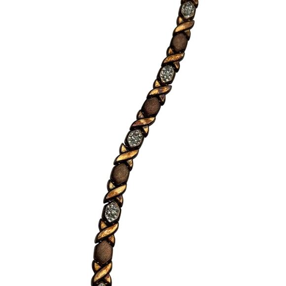 Brilliance Hugs Kisses XO Gold over 925 Sterling Silver Bracelet 8" Fine Jewelry - Picture 7 of 16